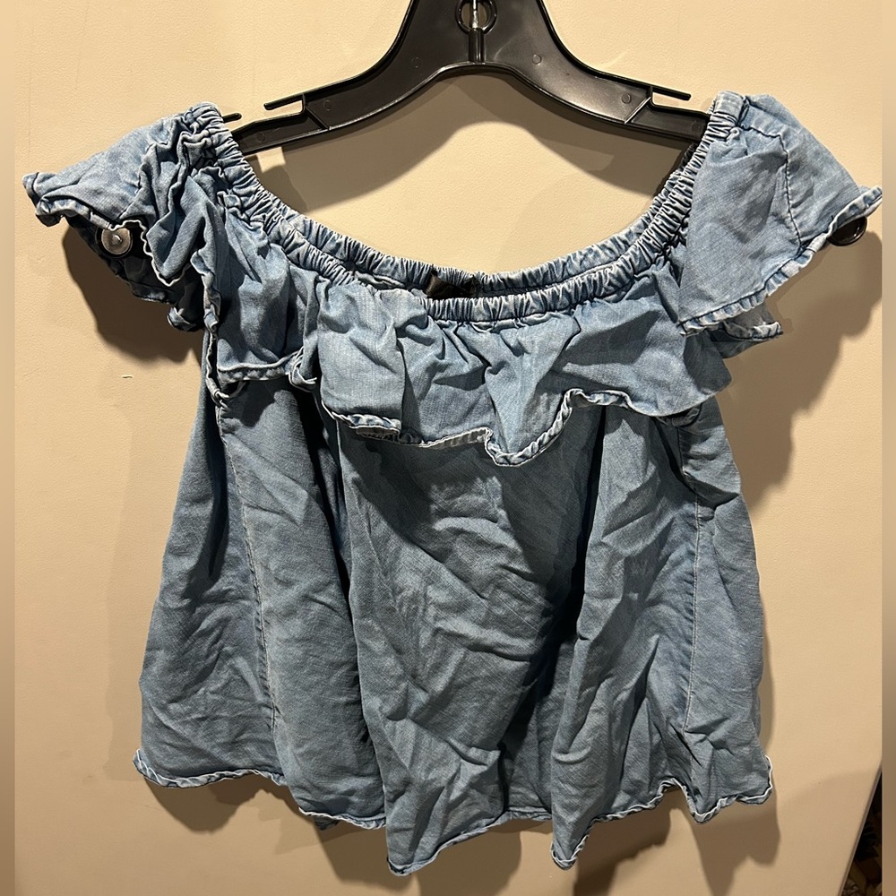 Denim off-shoulder top
